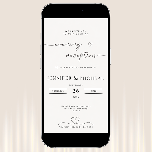 Evening Wedding Reception Invitation Template | Minimal Editable Invite