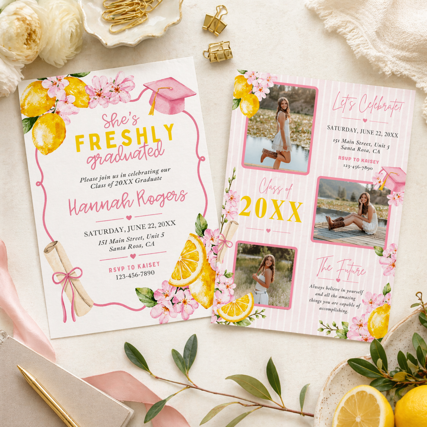 Freshly Graduated Party Invitation For Graduates Templated Editable In Canva 
