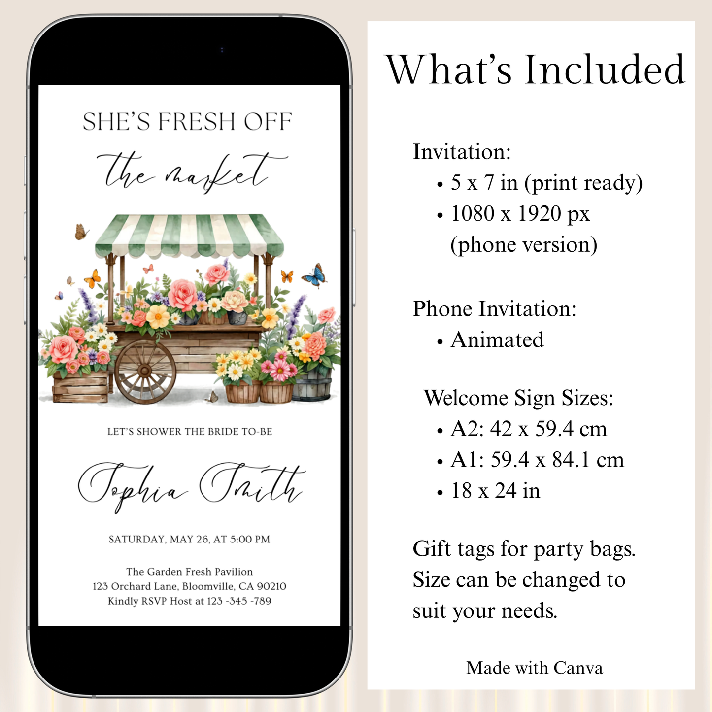 She’s Fresh Off the Market Bridal Shower Invitation Template Bundle