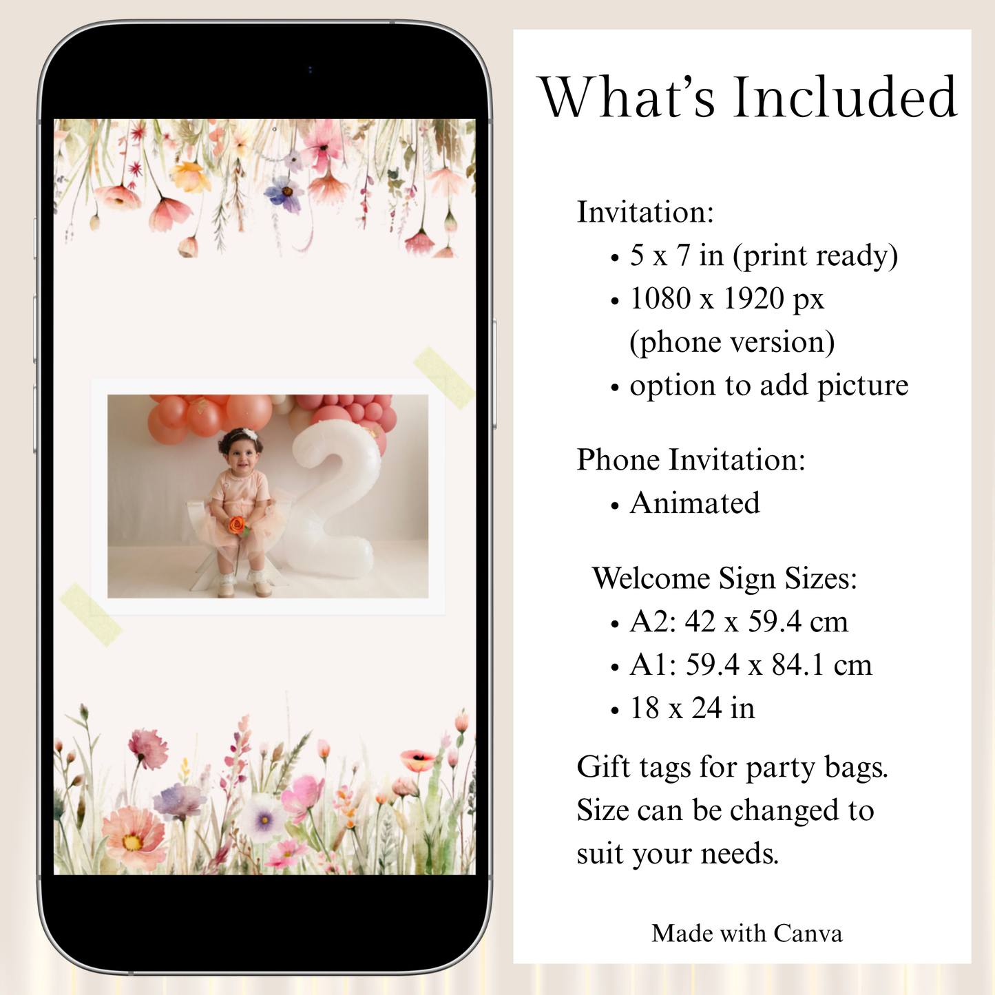 Garden Party Invitation Digital Invitation Template Instant Download Edit in canva