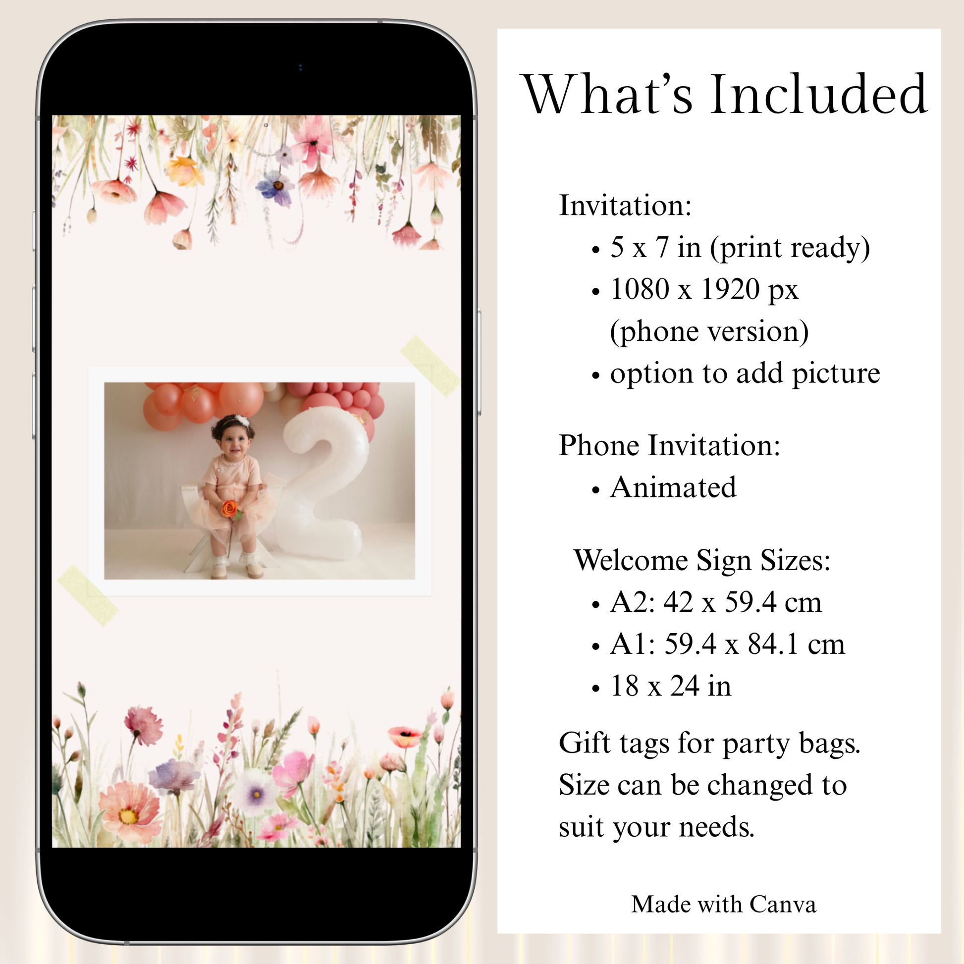 Garden Party Invitation Digital Invitation Template Instant Download Edit in canva