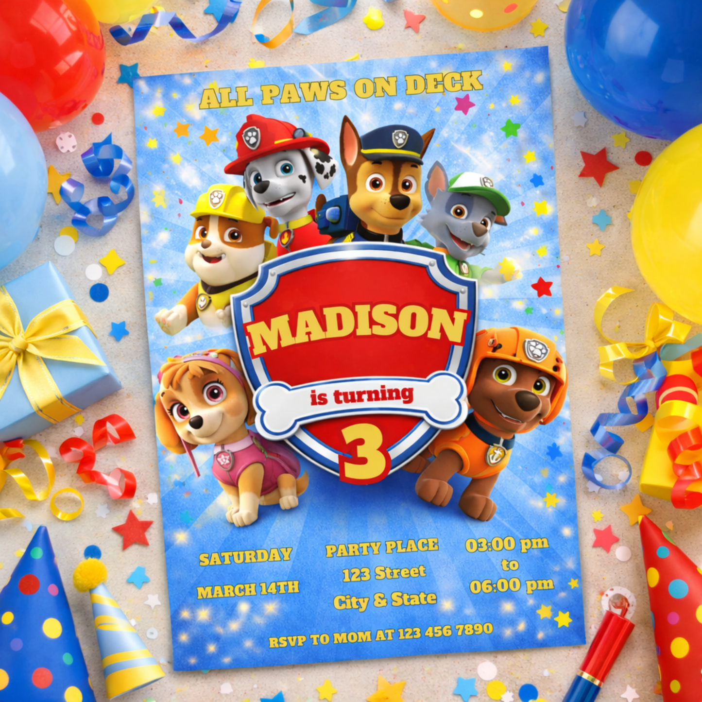 Paw-ty Birthday Party Bundle | Complete Editable Kit | Puppy Patrol Pup Crew Boys & Girls