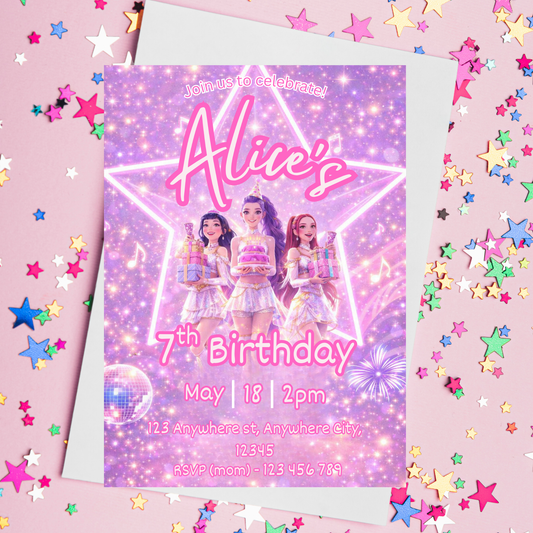 K-pop Anime Birthday Party Bundle | Editable Girl's Birthday Invitation Set | Complete Party Printable Template Kit Editable Kit