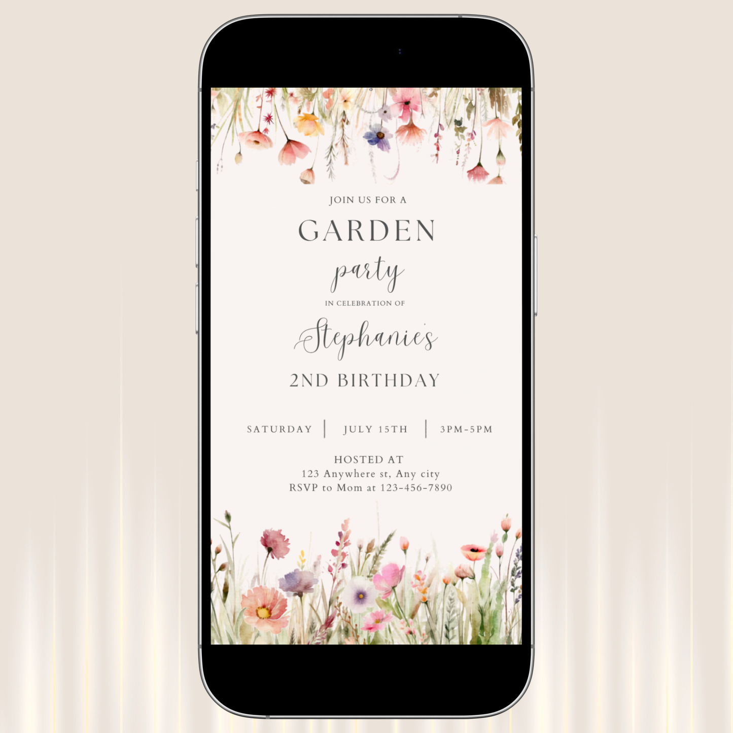 Floral Wildflower Garden Party Invitation Template Editable In Canva Instant Download Digital Invitation 