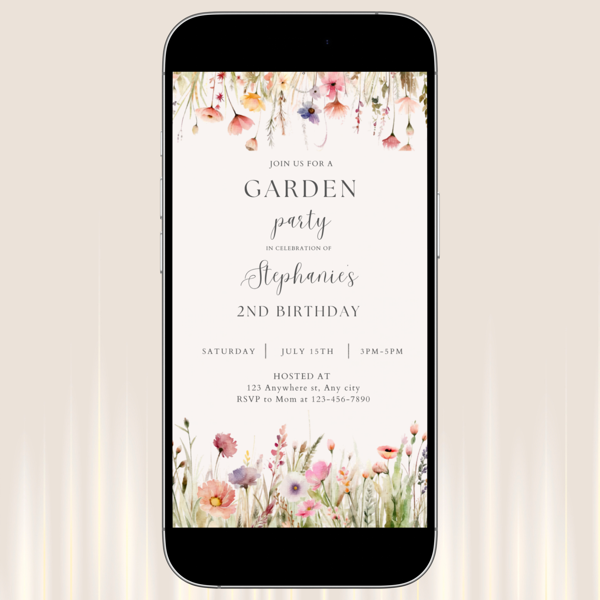 Floral Wildflower Garden Party Invitation Template Editable In Canva Instant Download Digital Invitation 