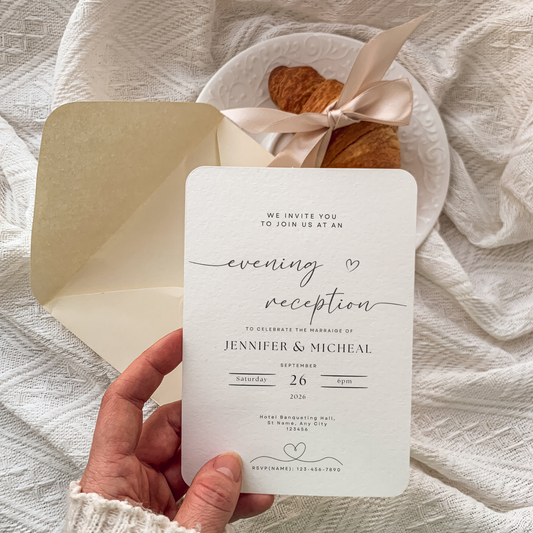 Evening Wedding Reception Invitation Template | Minimal Editable Invite
