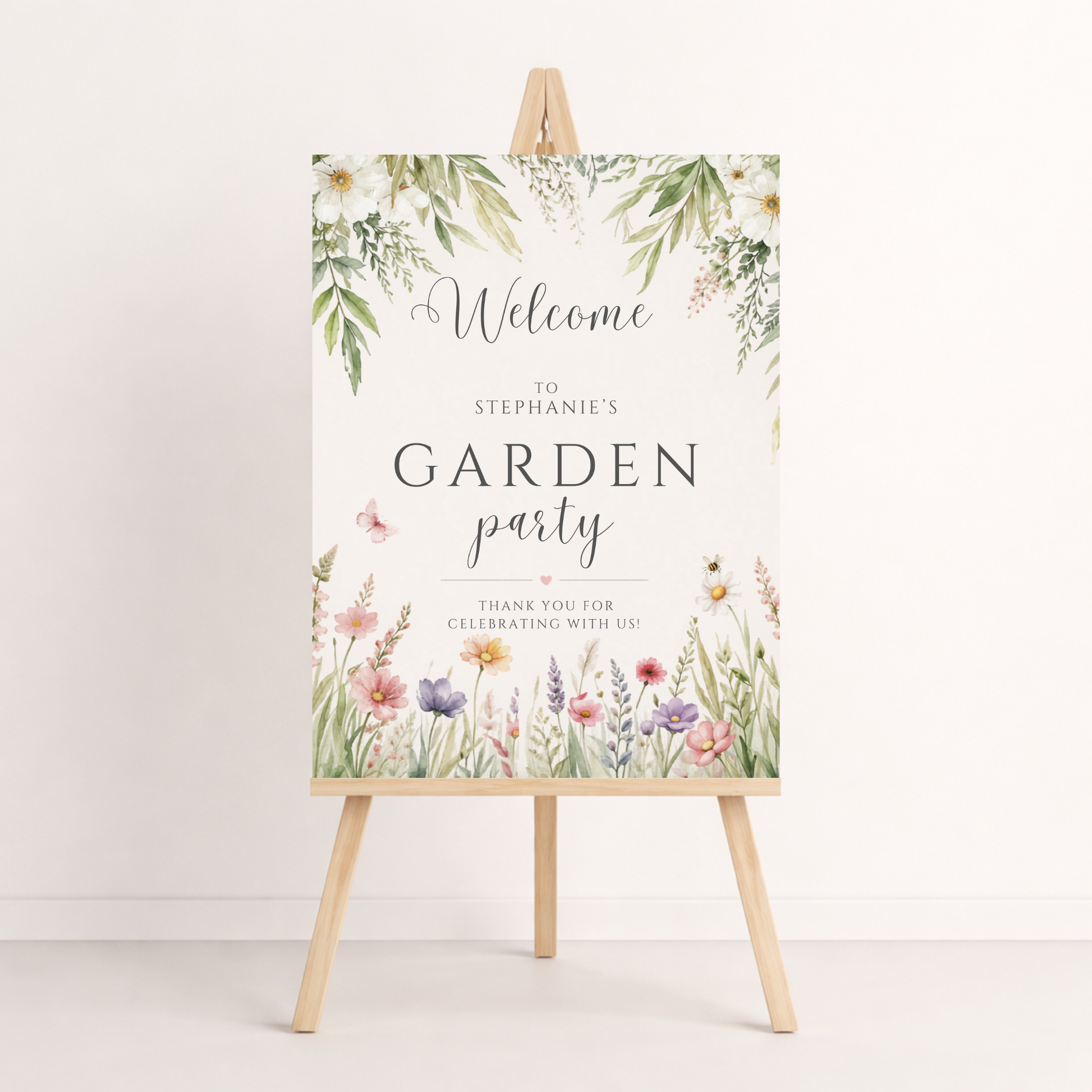 Garden Party Birthday Floral Wildflower Birthday Welcome Sign Template Editable In Canva Instant Download 