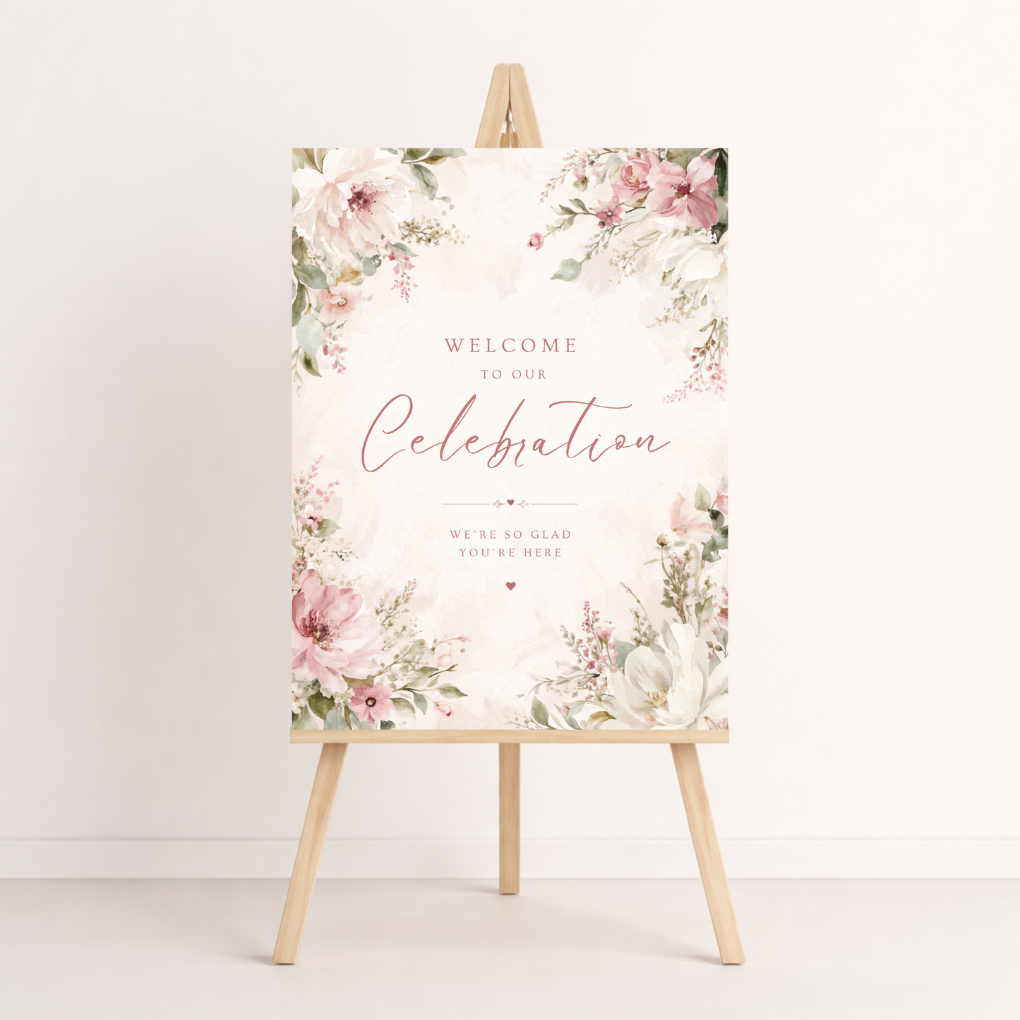Floral welcome sign any age digital download instant download editable template in canva