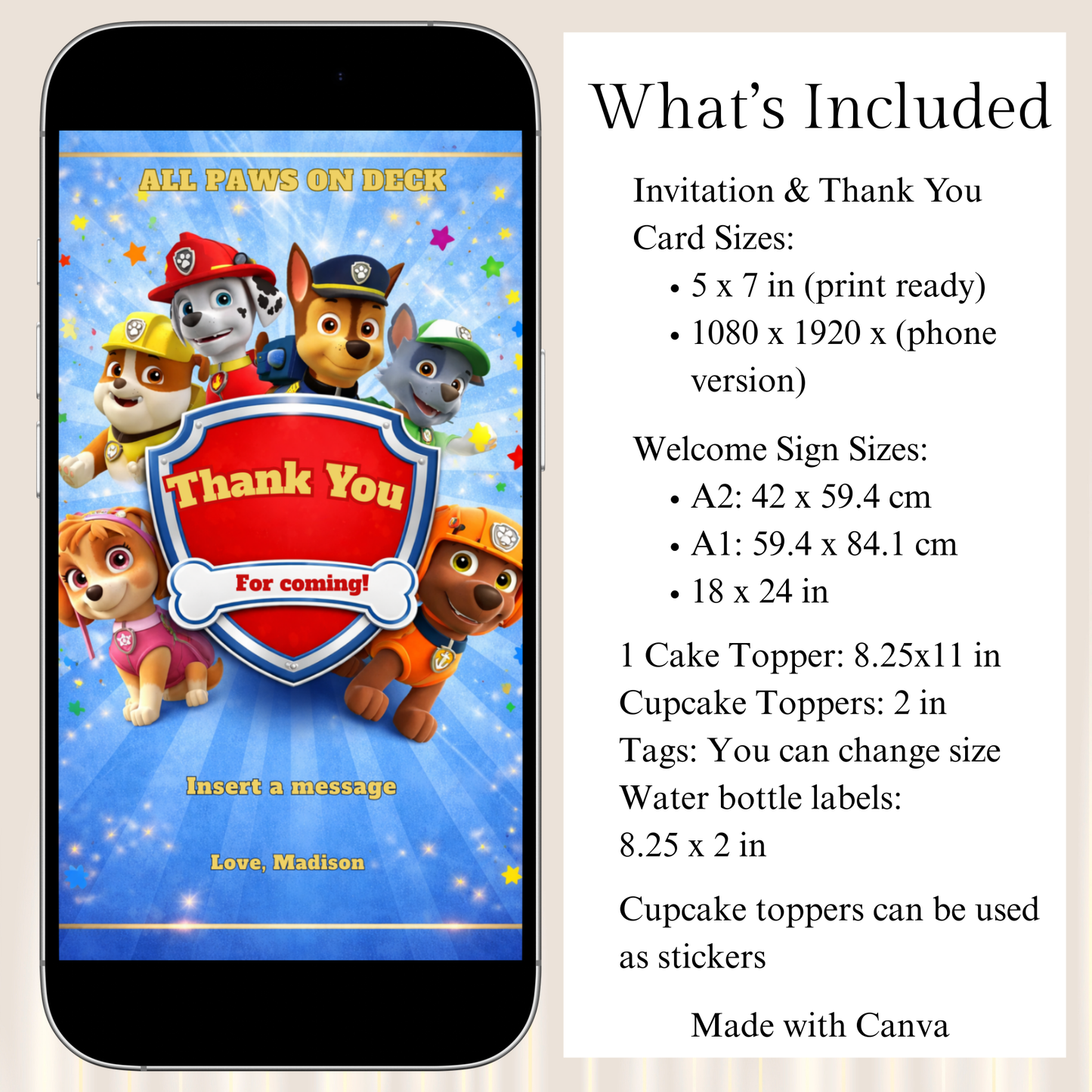 Paw-ty Birthday Party Bundle | Complete Editable Kit | Puppy Patrol Pup Crew Boys & Girls