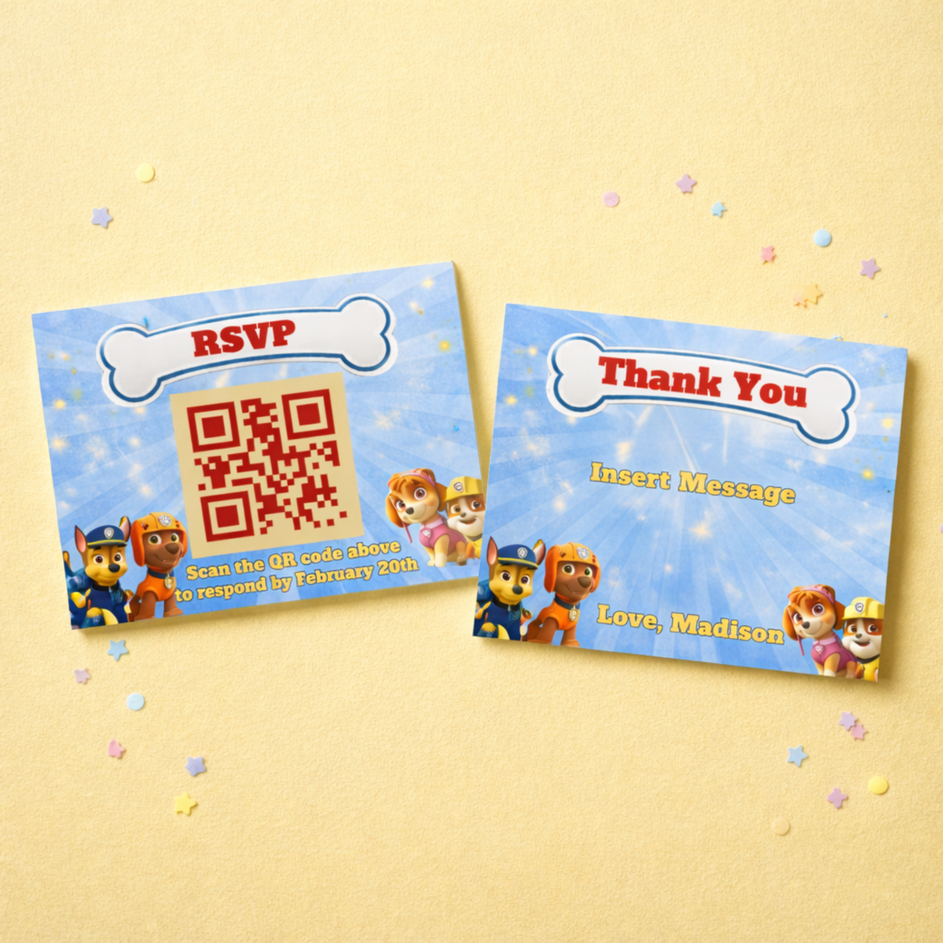 All Paws On Deck Birthday Invitation RSVP Cards Paw Patrol Birthday Invitation Editable Template