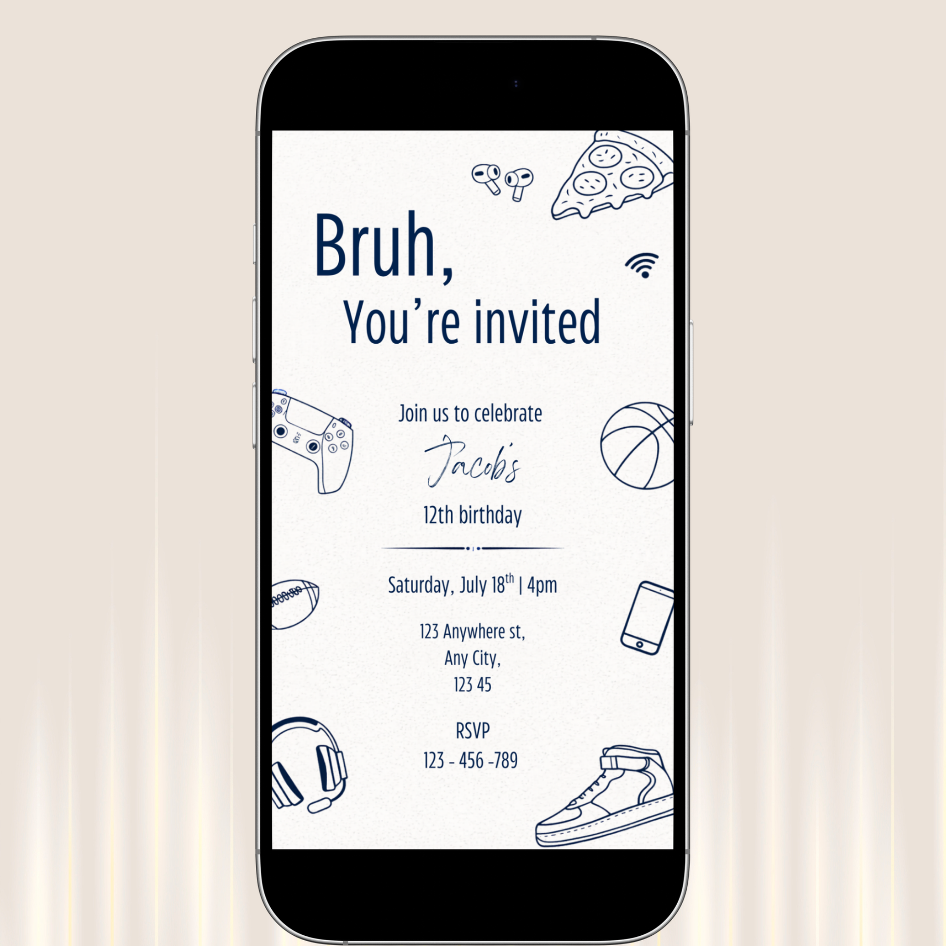 Bruh, You're Invited Boys Invitation Template Instant Download Editable In Canva Teen Boys Digital Invite Template