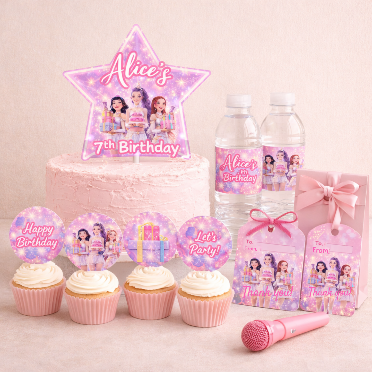 K-pop Anime Birthday Party Bundle | Editable Girl's Birthday Invitation Set | Complete Party Printable Template Kit Editable Kit