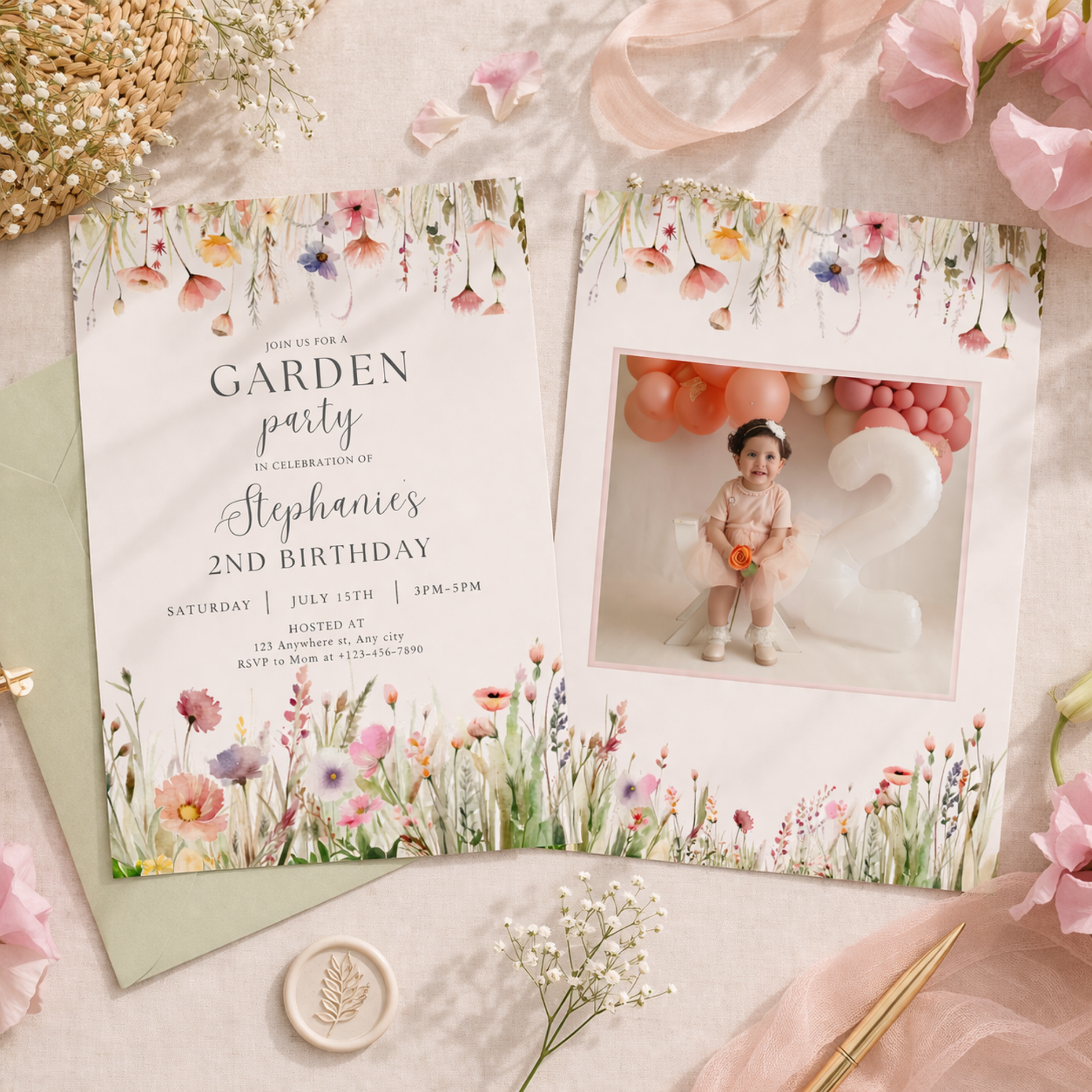 Floral Wildflower Garden Party Invitation Template Editable In Canva Instant Download Digital Invitation Personalized Invitation Customizable 