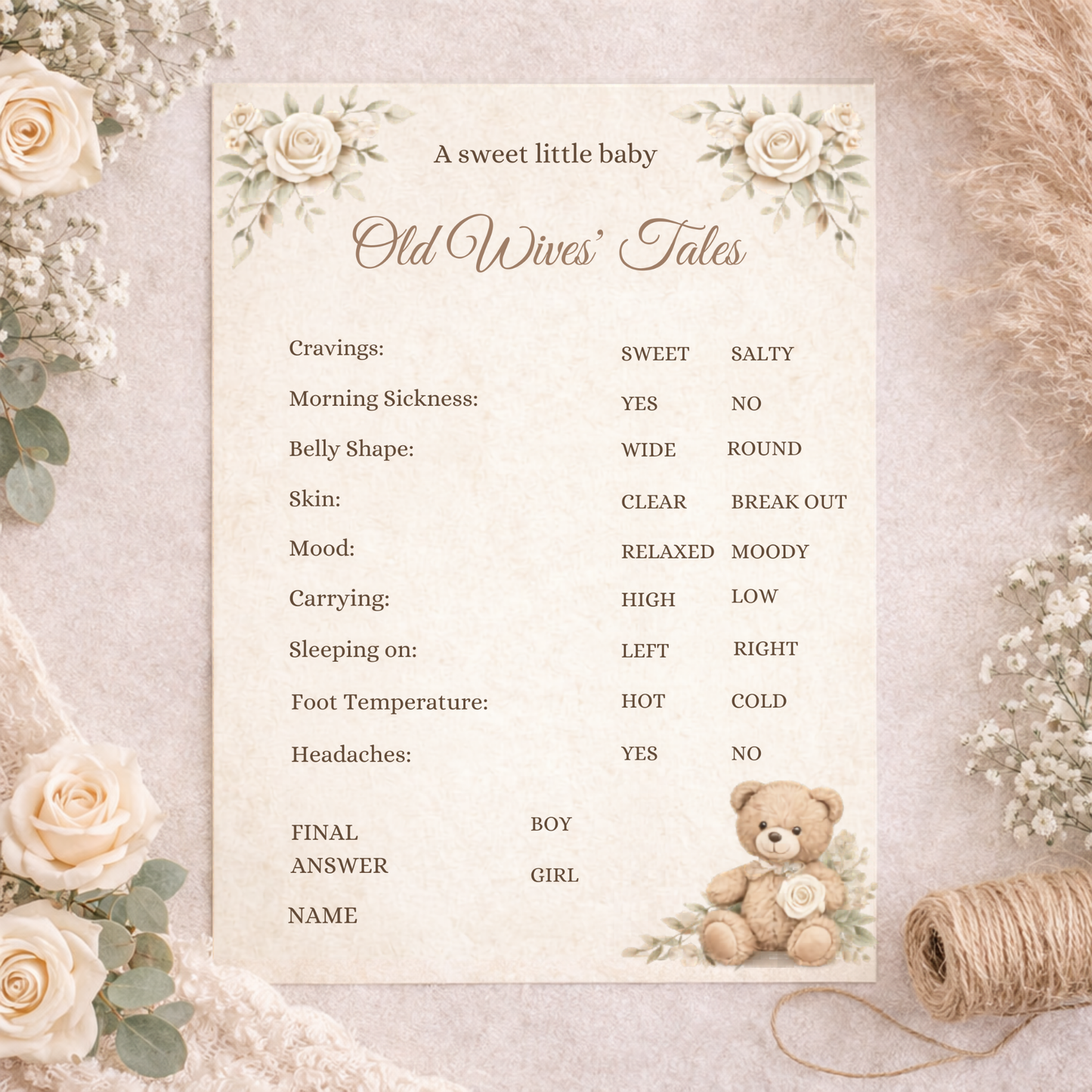 Vintage Baby Shower Invitation Bundle | Neutral Clothesline Baby Shower Invite Editable Bundle Kit