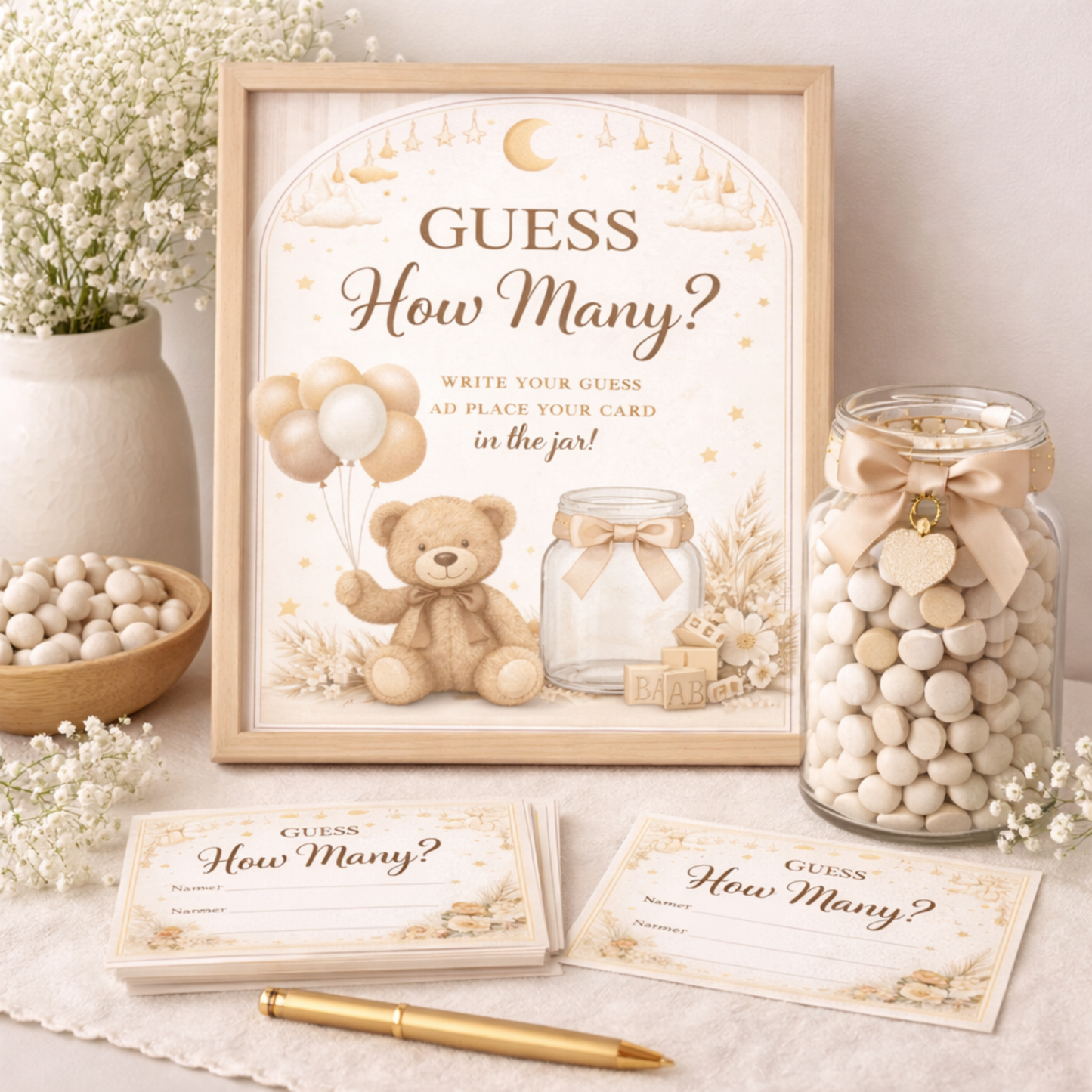 Bearly Wait Baby Shower Invitation Bundle | Teddy Bear Baby Shower Invite Editable Bundle Kit