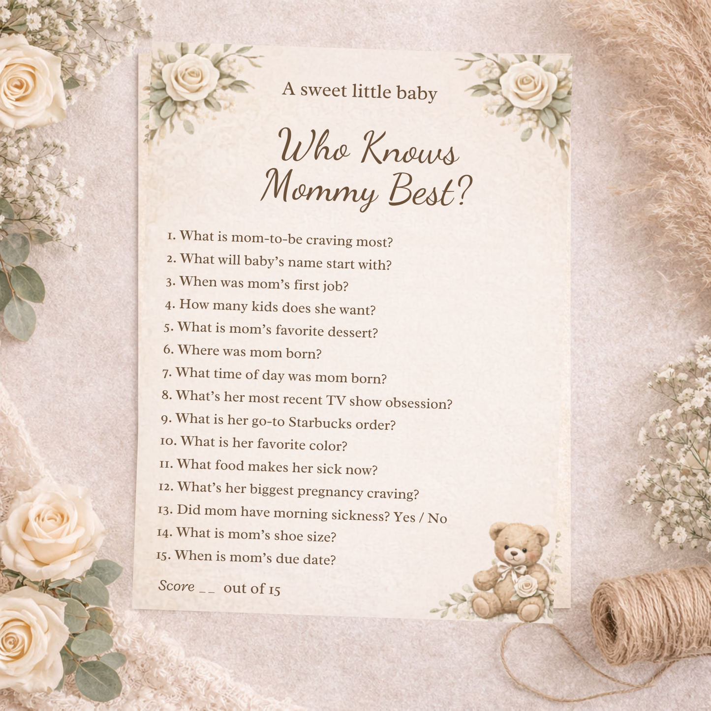 Vintage Baby Shower Invitation Bundle | Neutral Clothesline Baby Shower Invite Editable Bundle Kit