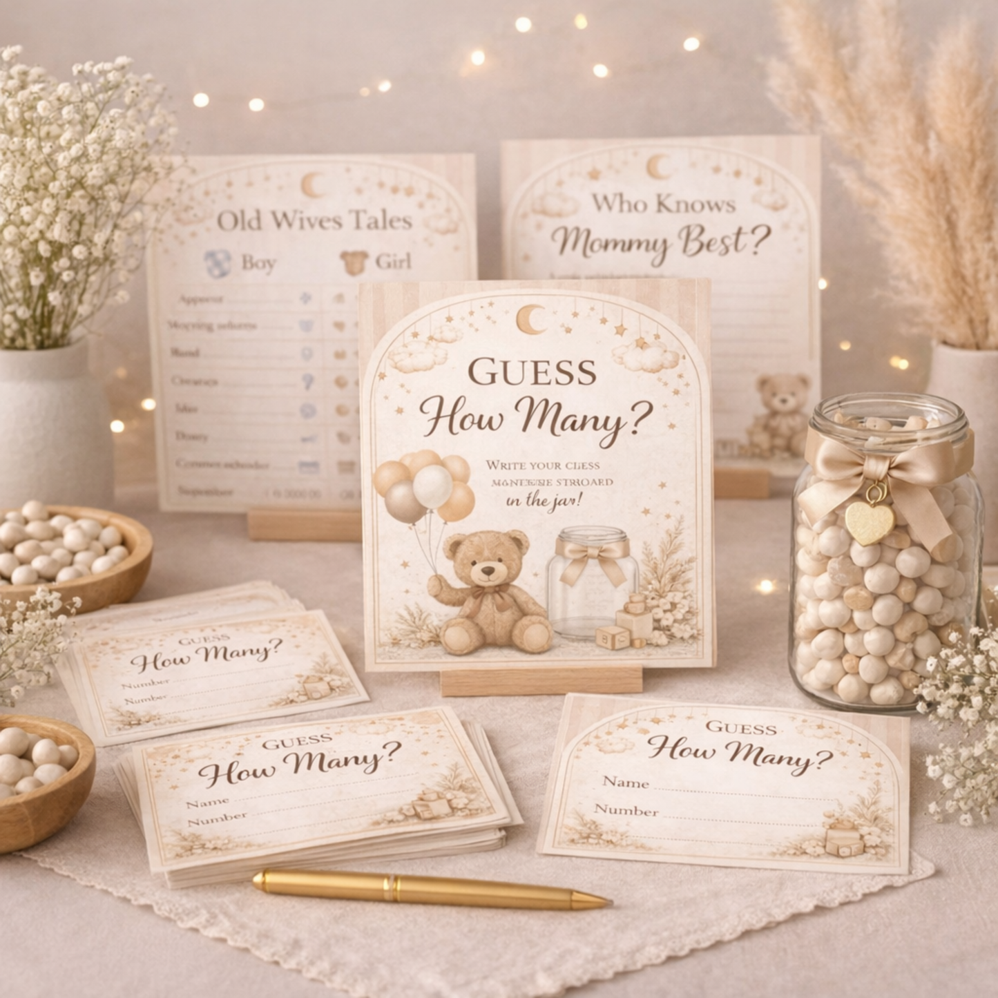 Bearly Wait Baby Shower Invitation Bundle | Teddy Bear Baby Shower Invite Editable Bundle Kit