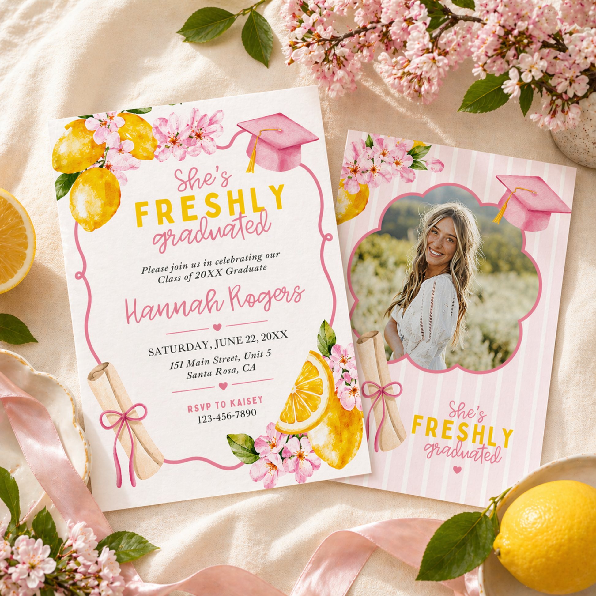 Graduation Invitation Lemon Citrus Themed Spring Graduation Collage Graduation Party Ideas 