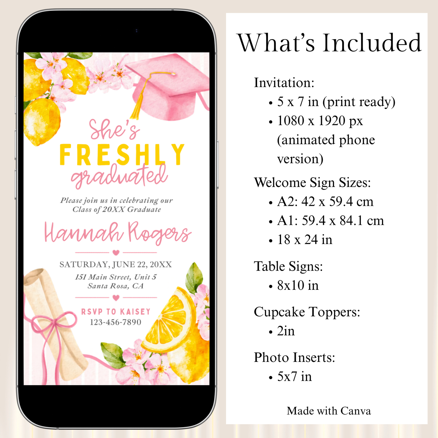 Freshly Graduated Lemon Invitation Template Bundle