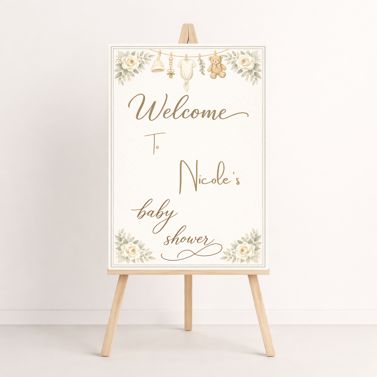 Vintage Baby Shower Invitation Bundle | Neutral Clothesline Baby Shower Invite Editable Bundle Kit